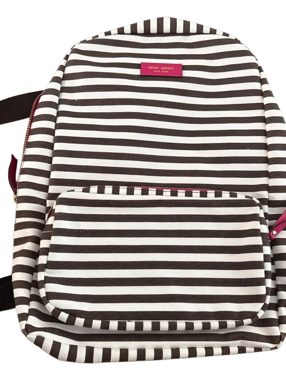 Henri Bendel Canvas Striped Backpack Book Bag